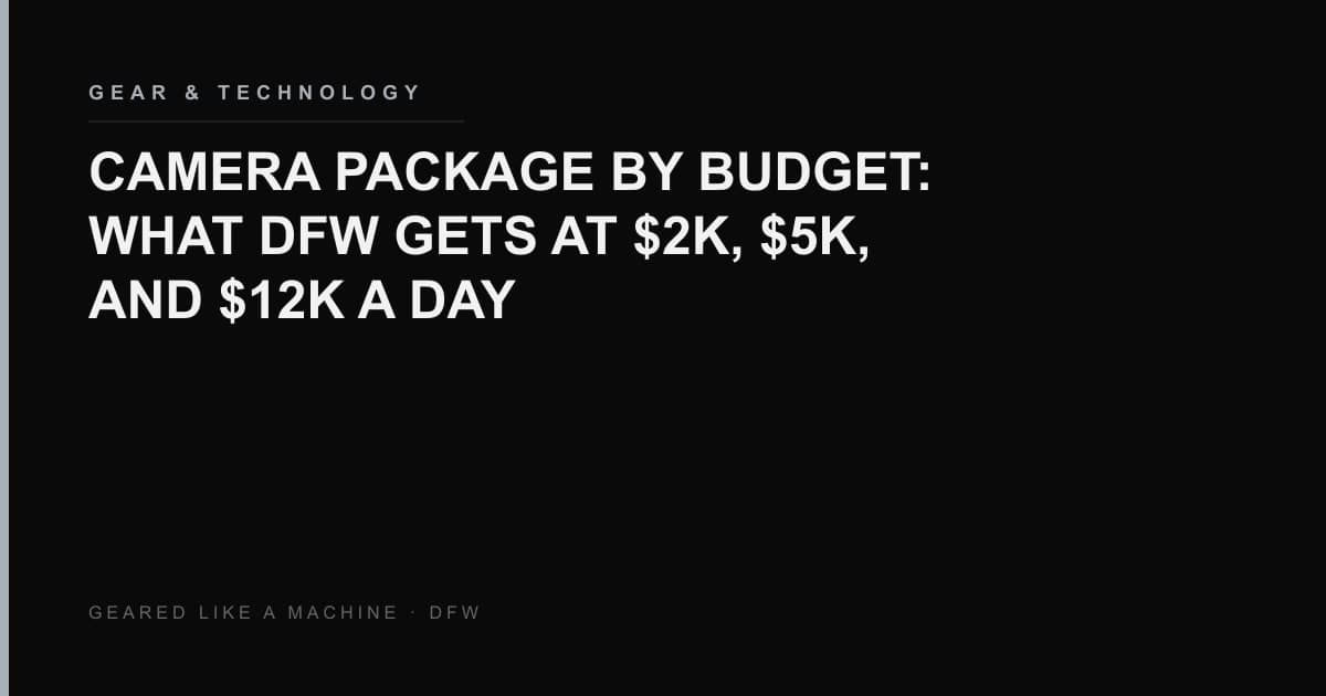 Camera package tiers for DFW commercial days at two, five, and twelve thousand dollars