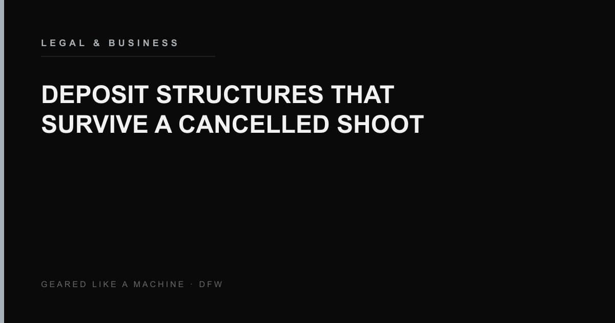 Deposit structures compared against kill fees when a commercial shoot is cancelled