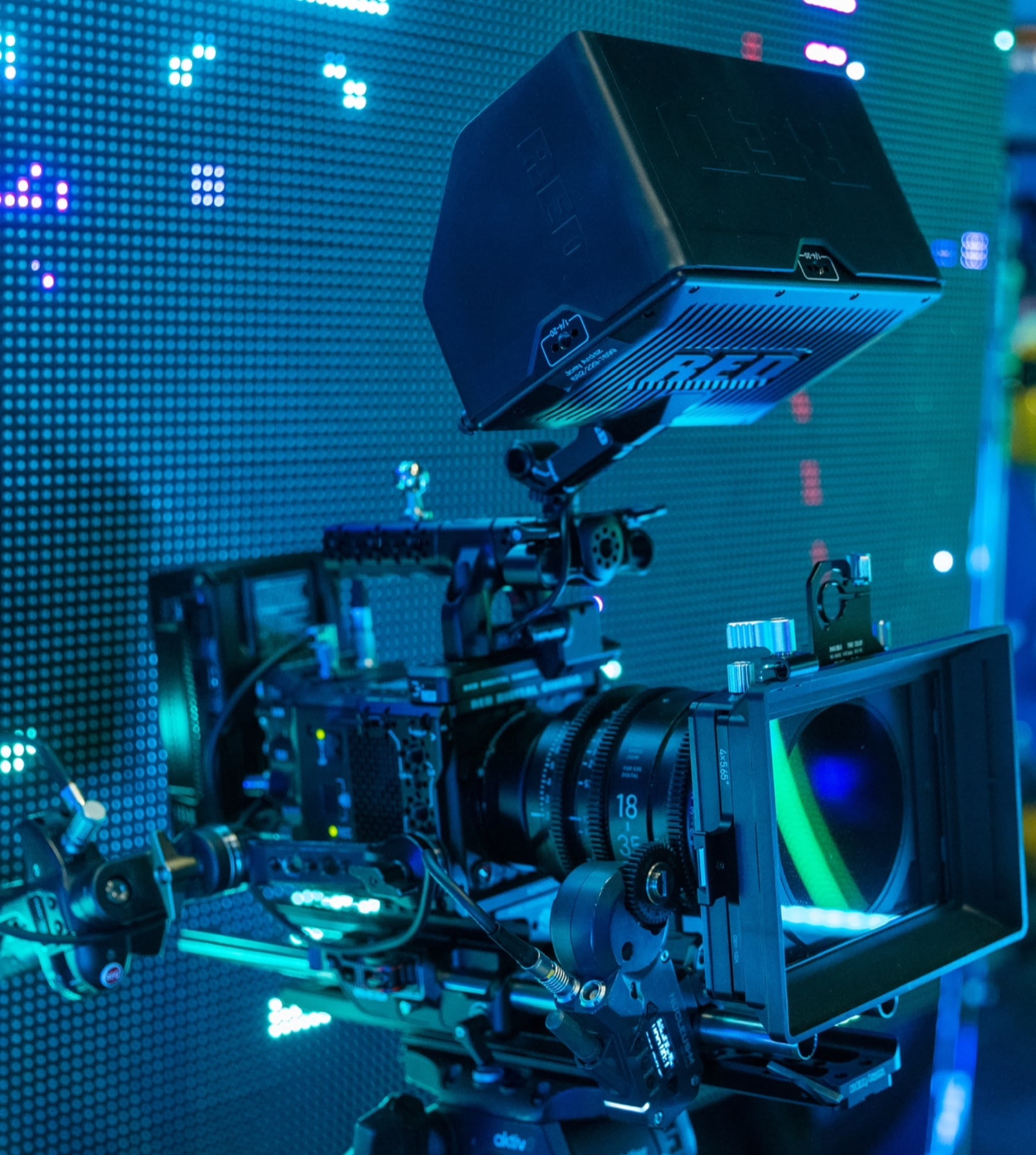 RED camera with neon LED environment