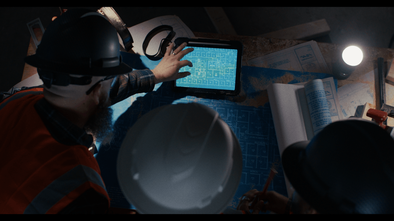 Cardboard Spaceship production — top down shot