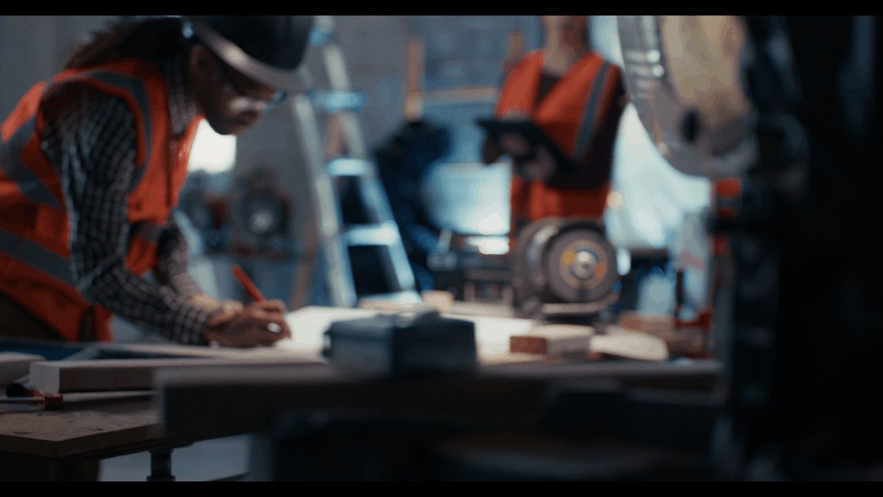 Cardboard Spaceship production — walking to blueprints