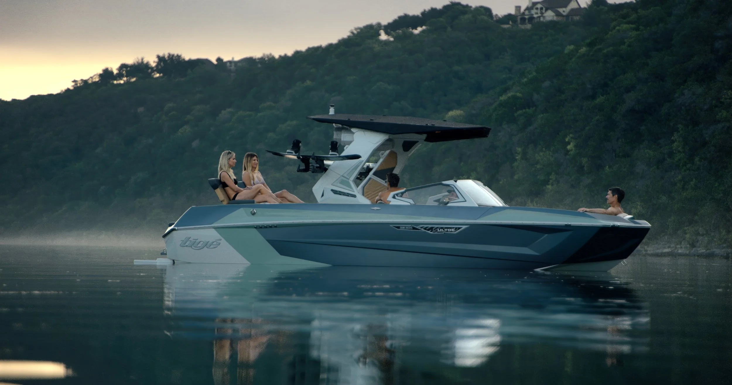 Tige Boats ZX on a Texas lake at dawn