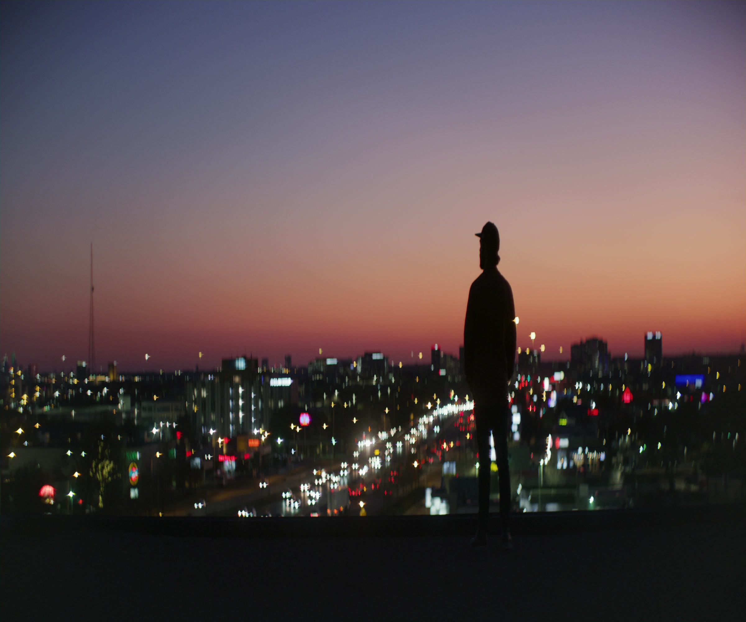Still frame titled "City Skyline Sunset Silhouette" from the Filmsupply Factory Bike TV Construction Selects source drop.