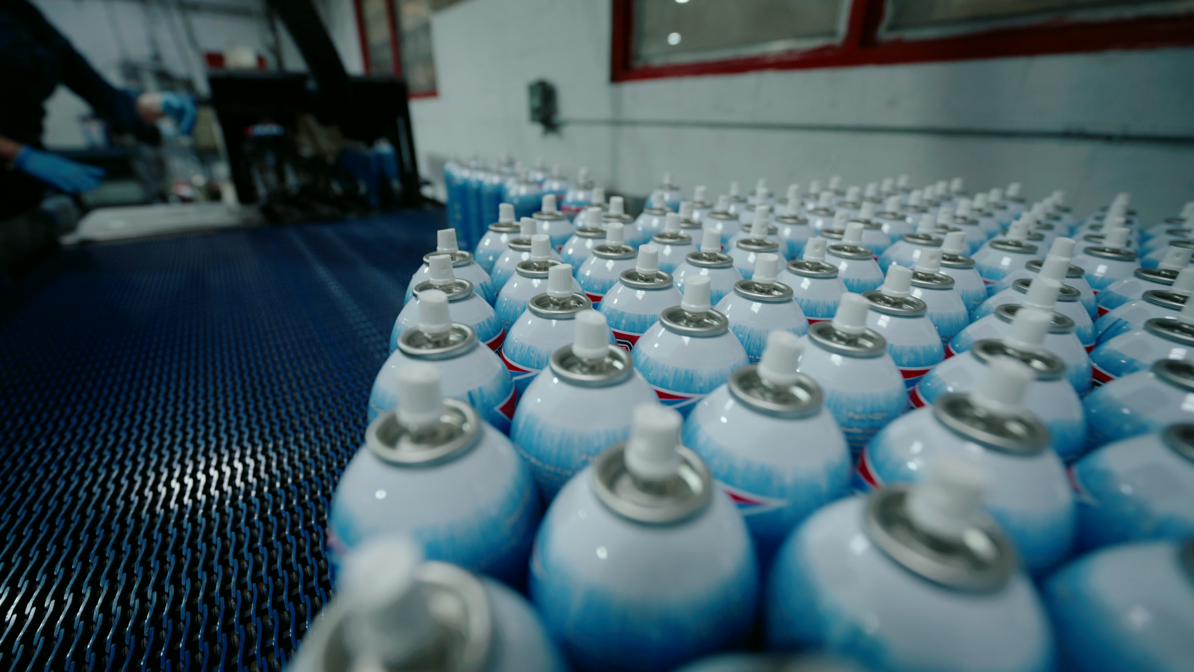Still frame titled "Factory Aerosol Cap Line" from the Filmsupply Factory Bike TV Construction Selects source drop.