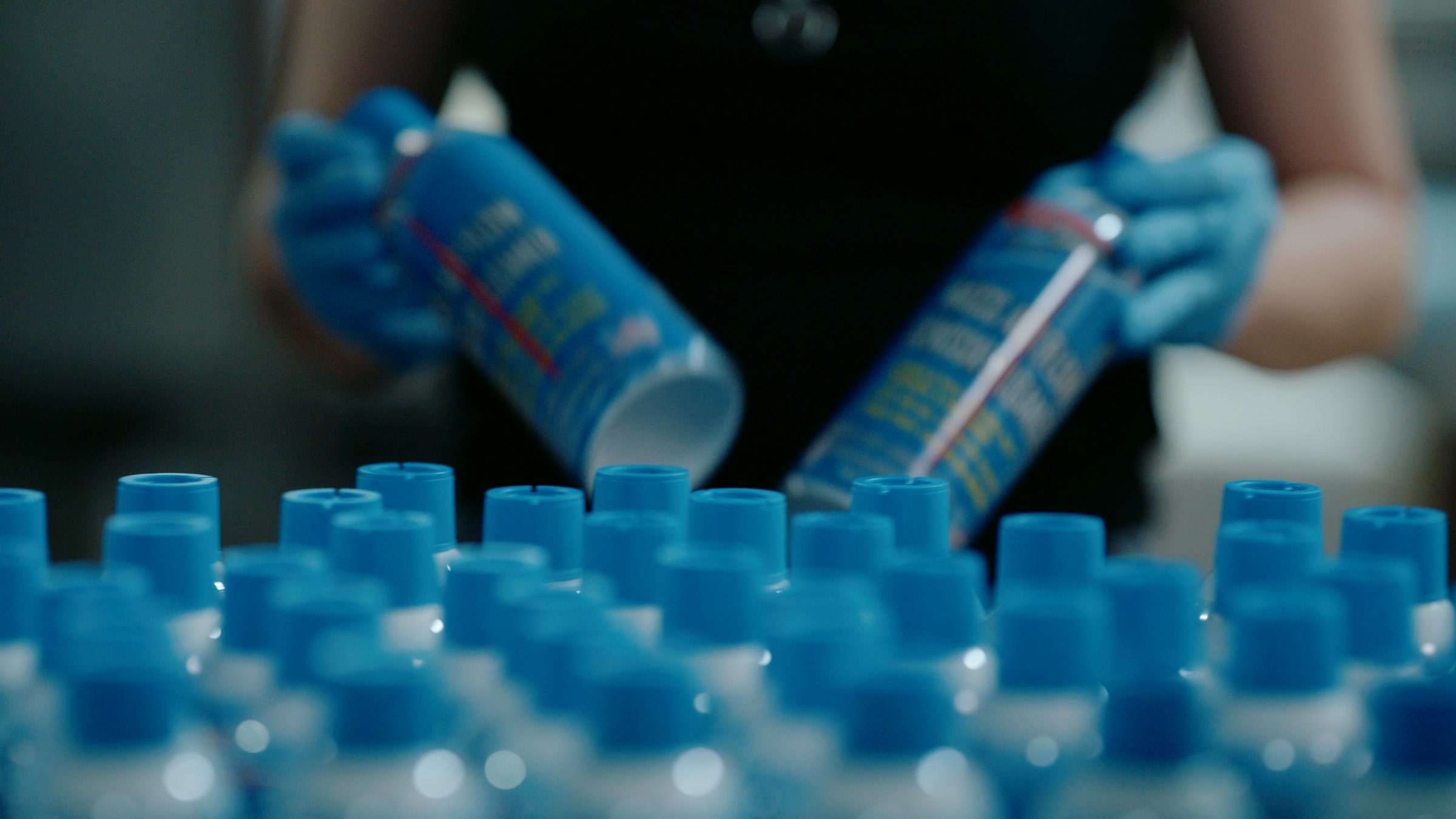 Still frame titled "Factory Bottle Handling Close" from the Filmsupply Factory Bike TV Construction Selects source drop.