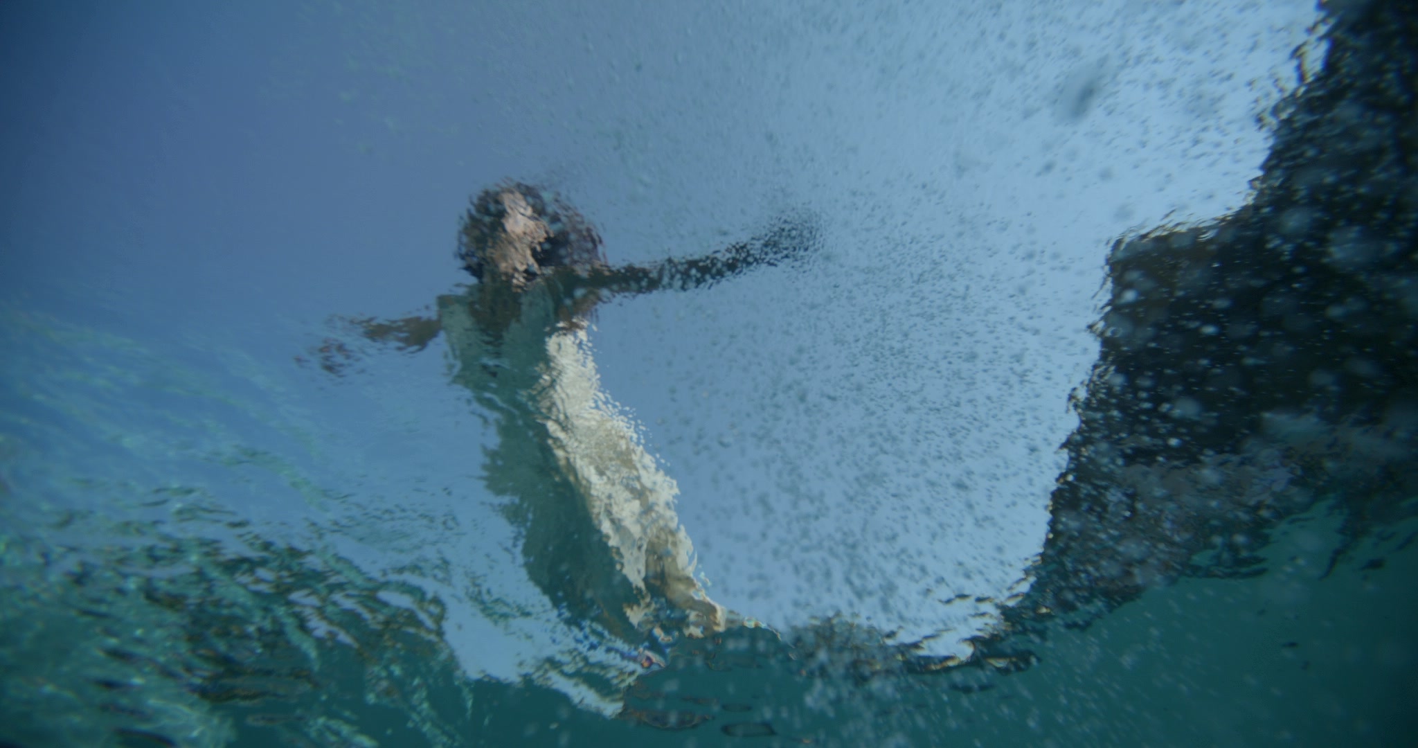 Still frame titled "Underwater Plunge Surface" from the Filmsupply Factory Bike TV Construction Selects source drop.