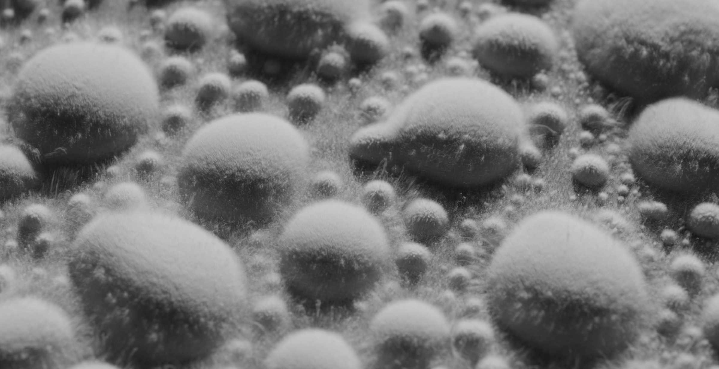 Still frame titled "Powder Bubble Cluster Macro" from the GLM Filmsupply Frame Grab Titles source drop.