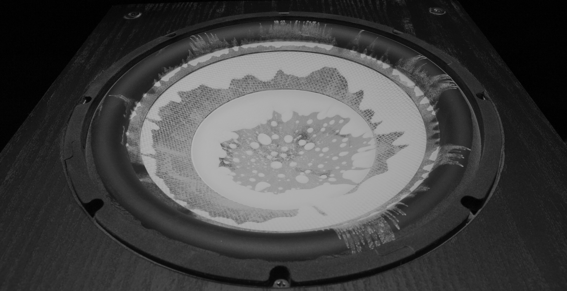 Still frame titled "Powder Speaker Bowl Detail" from the GLM Filmsupply Frame Grab Titles source drop.