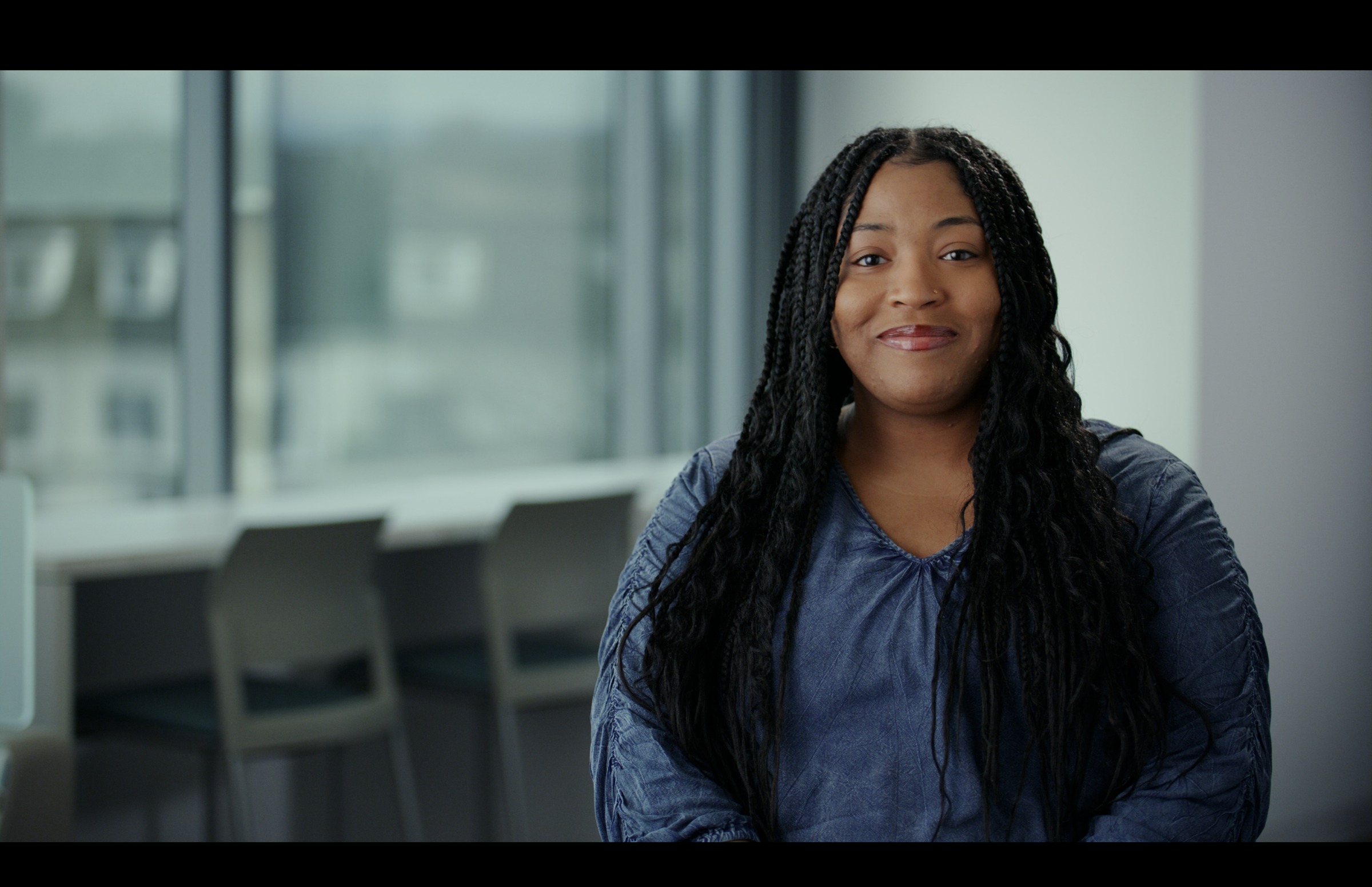 Still frame titled "Window Light Student Interview" from the GLM Filmsupply Frame Grab Titles source drop.